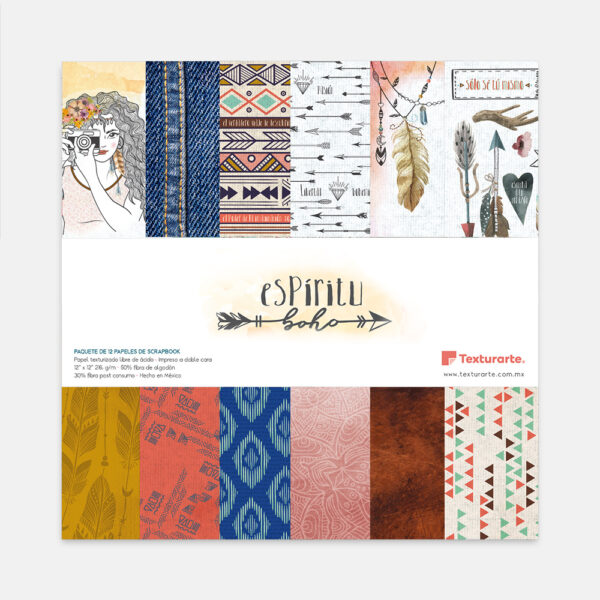 Pad de 16 hojas una vista Espíritu Boho 12" x 12"