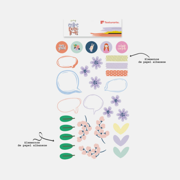 Paquete de decoraciones vellum y acetato Entre nosotras