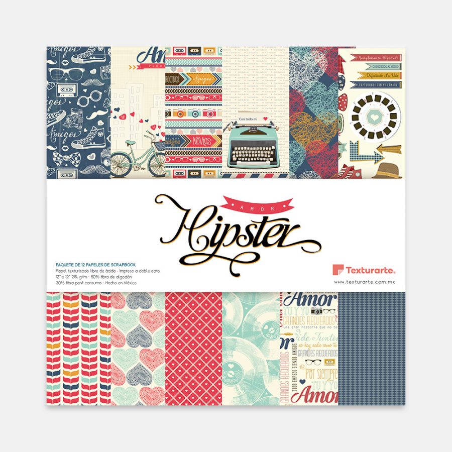 Pad de 12 hojas doble vista Amor Hipster (2 x hoja)