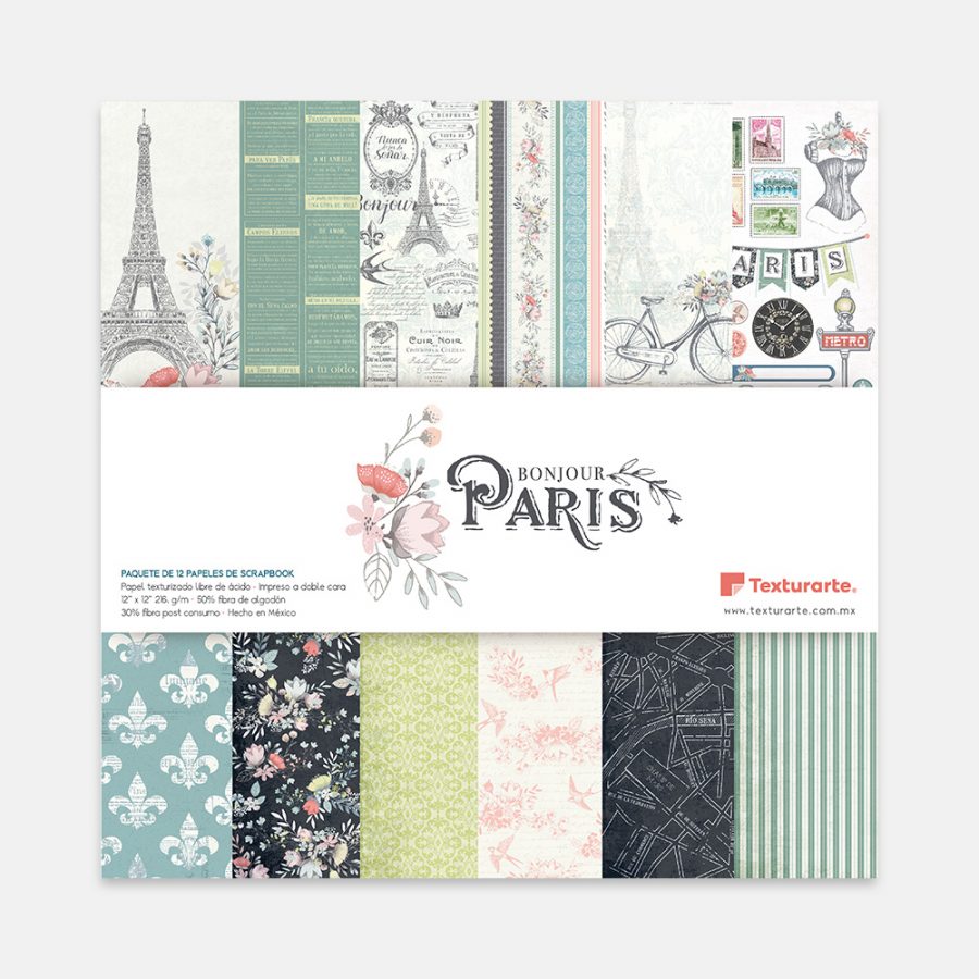 Pad de 12 hojas doble vista Bonjour París (2 x hoja)
